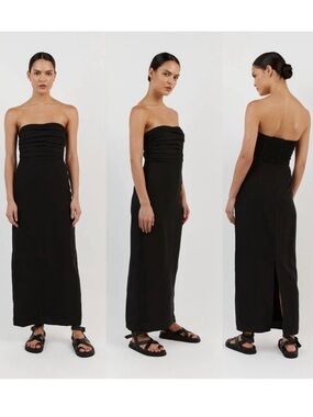 NWT DISSH Shelby Strapless Black Midi Dress Size 4 Staple Minimalist